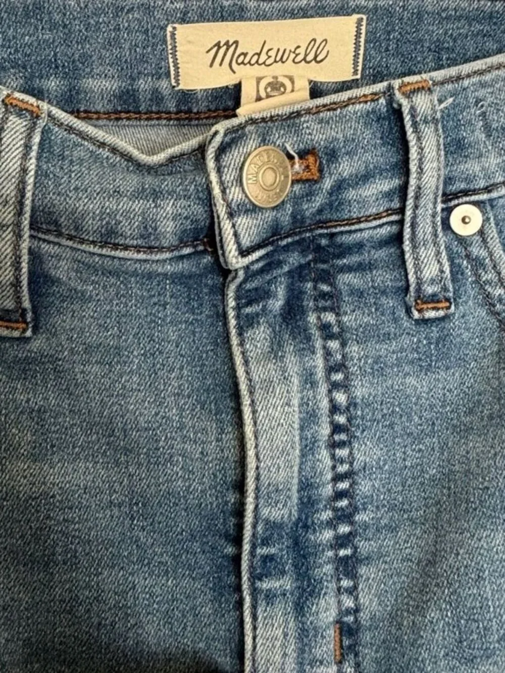 Madewell 10" High-Rise Skinny Jeans Sz 27 Raw-Hem Light Wash - Picture 5 of 10